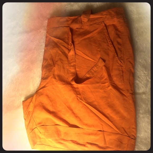 Lane Bryant linen shorts orange Goldish plus 26 - Picture 2 of 5